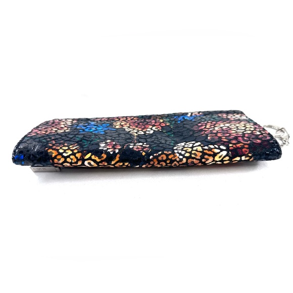 HOBO International Multicolor Stained Glass Floral Leather Long Wallet Key Ring - Picture 5 of 8